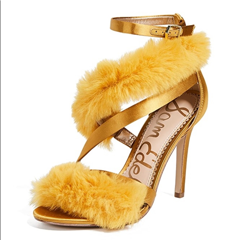 Sam Edelman Adelle FauxFur AnkleStrap Heel Sandals